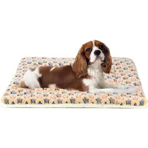 Dog Crate Pad - Ultra Soft Pet Bed with Cute Star Print, Washable Mat for Large Medium Small Dogs, Reversible Fleece Kennel Liner, Cat Bed 23 X 18 Inch Brown