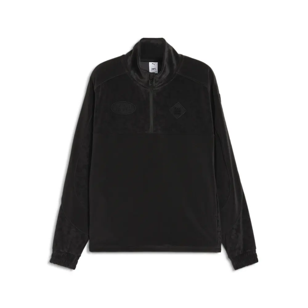 PUMA Mens X Perks And Mini Velour Half Zip Sweatshirt Casual Lightweight - Black
