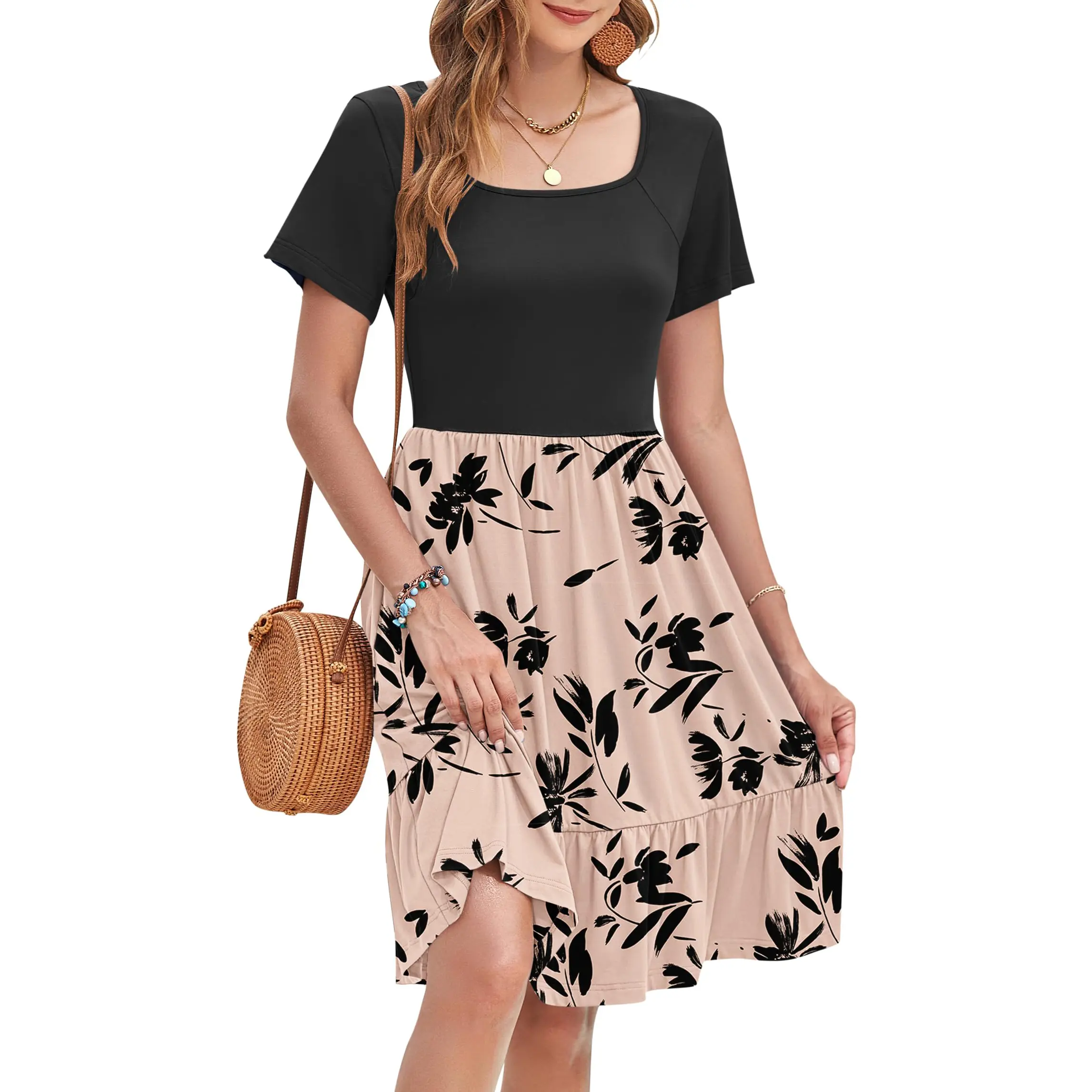 Light Brown Flower/Black