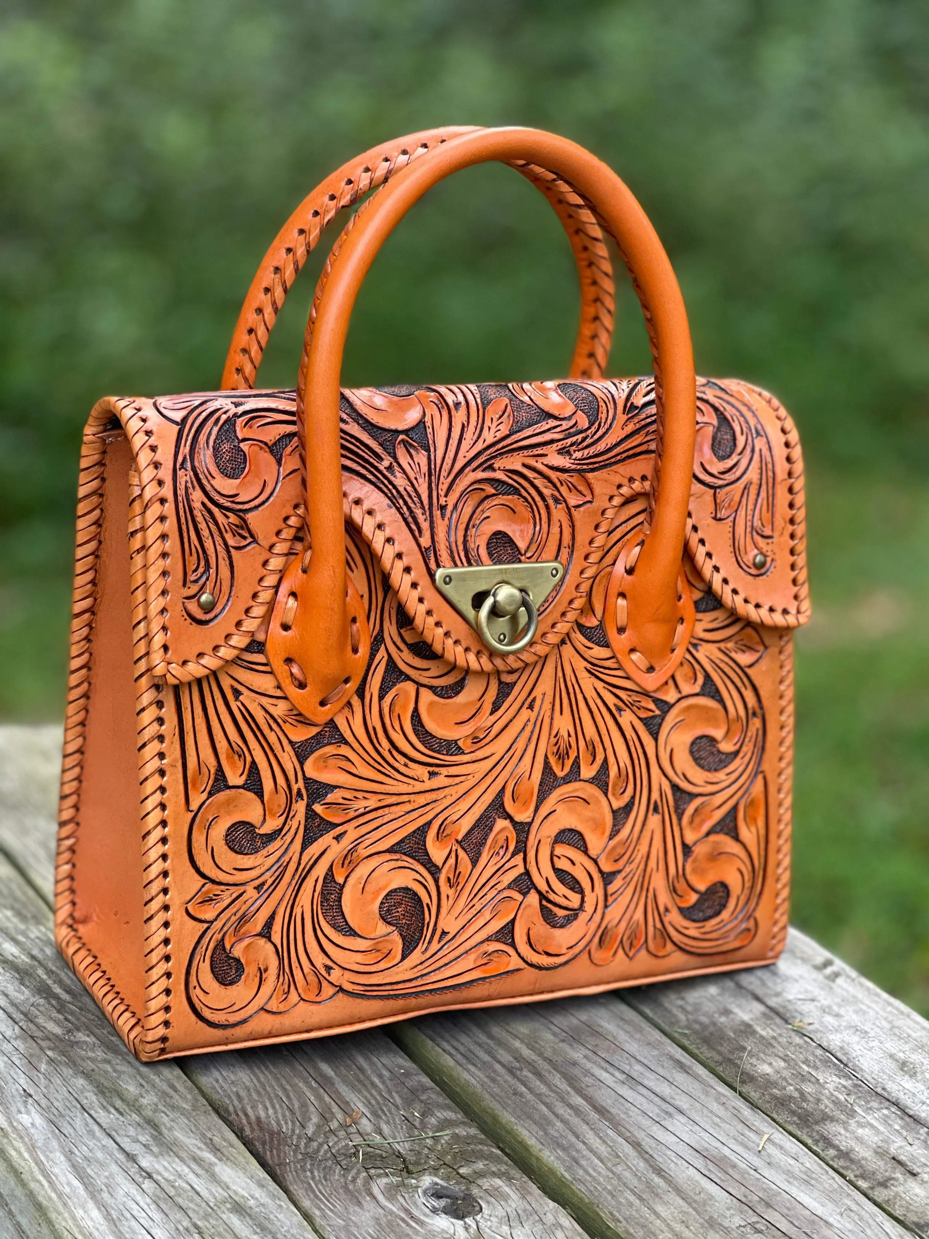 ALLE Hand-tooled leather Satchel "MINI ROMMY" more colors