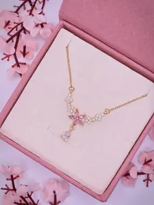 Cherry Blossom Branch Vine Necklace, Pink Sakura Pendant, Spring Flower Necklace
