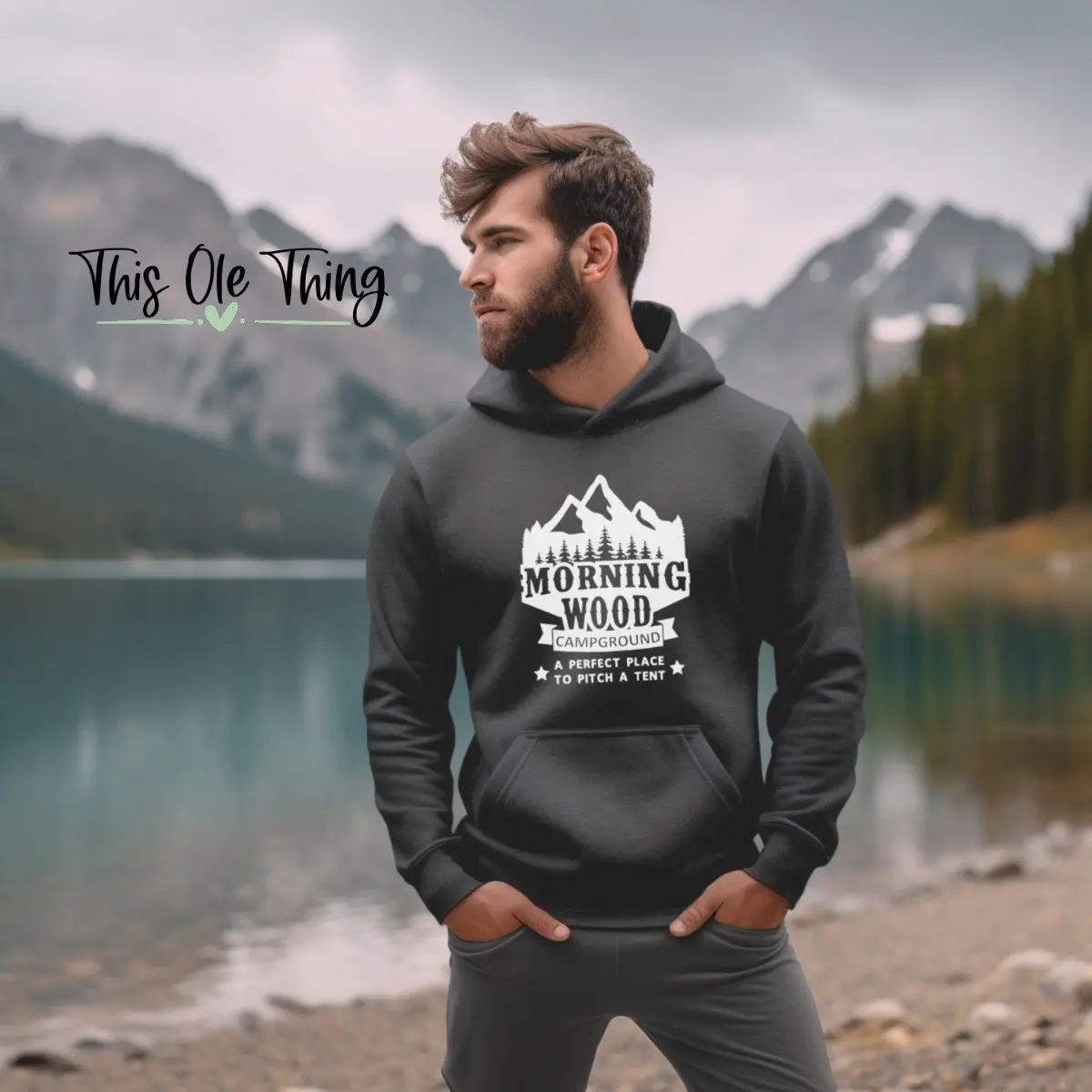 Men's Morning Wood Camping Hoodie - Heavy and Warm Material Menswear Stylish