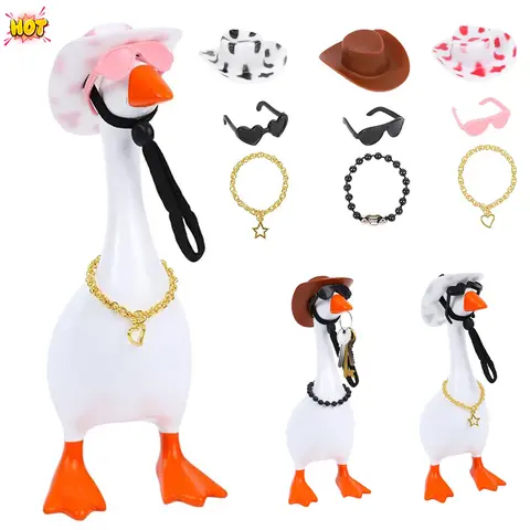 7-Inch Desk Goose Outfit Set - Mini Western Cowboy Hat, Scarf & Sunglasses, Magnetic Funny Duck Decorative Home Ornament, Specialty DIY Supplies Figure Decor Animal Collectible for Home Office, Sohochic Ornaments