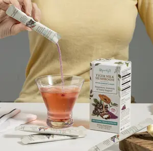 PurelyB Tiger Milk Mushroom Powder Superfood Blend with Elderberry & Red Grapes for Respiratory Immunity Vitality Support 100% Natural Vegan Gluten-Free