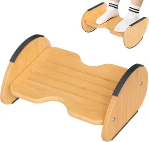 Amazer Bamboo Foot Rest for Under Desk at Work, 2-in-1 Reversible Rocking Footrest Adjustable Foot Stool, Ergonomic Footrest for Under Gaming Desk, Feet Support Leg Footstools for Home Office