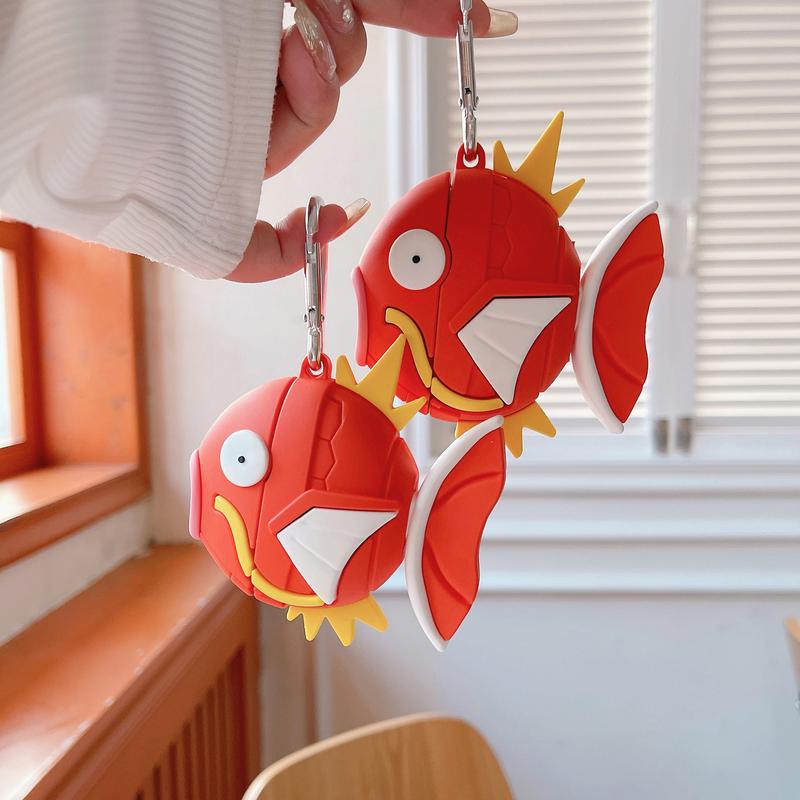 Magikarp Headphone Case with Detachable Tail, Cute Wireless Bluetooth Earphone Protective Case, Drop-Resistant, Durable and Stylish, Compatible with AirPods Pro 3/1/2/3/4/Pro/Pro 2