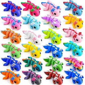 24 Pcs 3D Printed Axolotl Animals Toys, Bulk 3D Printed Fidget Toys for Axolotl Graduation Party Favors, Figurine Stress Relief Fidget Toys for Desk Decor