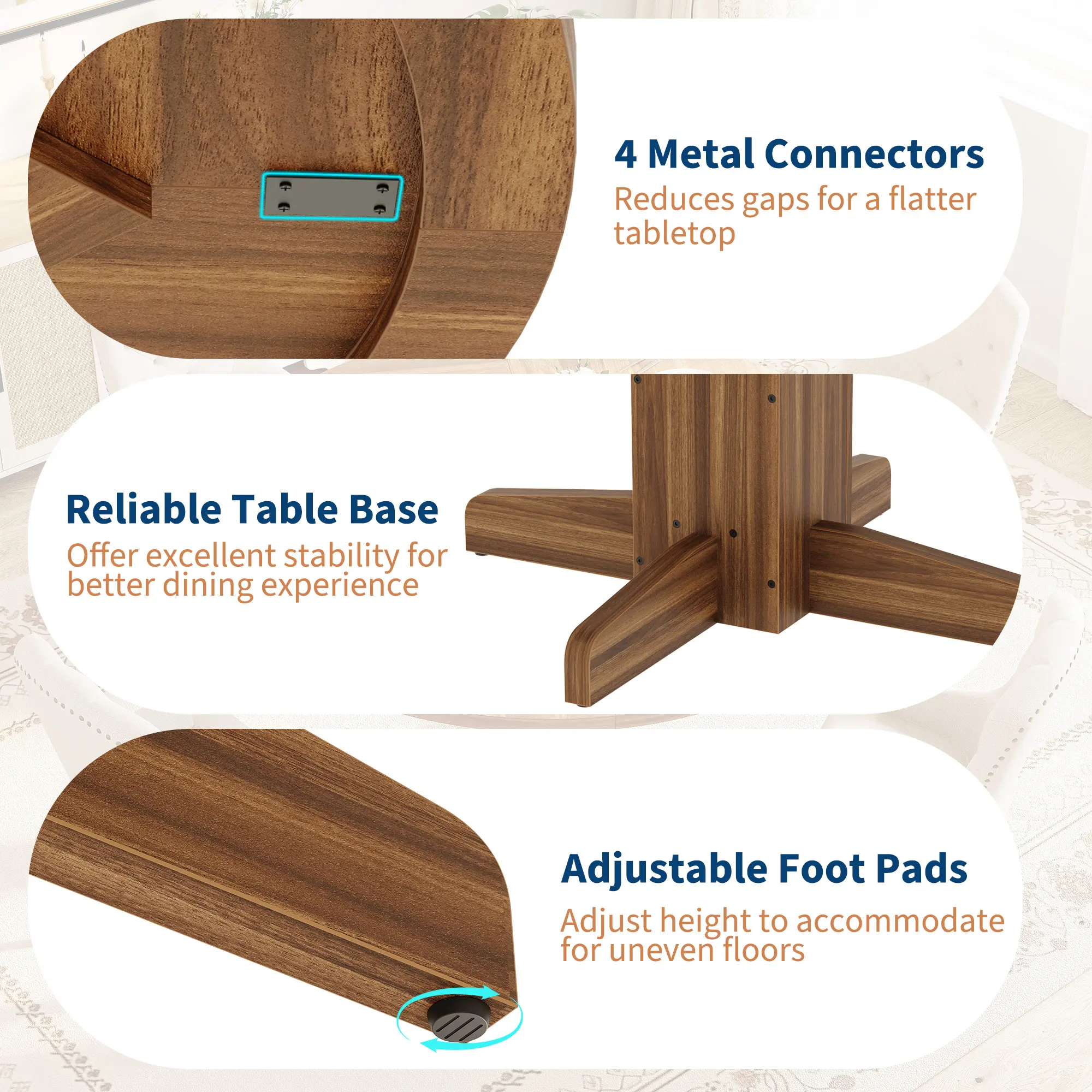 [Football Fan SeasonDeal] New Upgraded MDF board square column foot round dining table