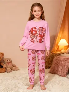Teenagers' Sleepwear Set, Pajama Set, Share Kindness Heart Butterfly Print Design, Fitted & Cozy Fit, Ideal Gift for Boys Girls Class Valentines, All-Season Wear