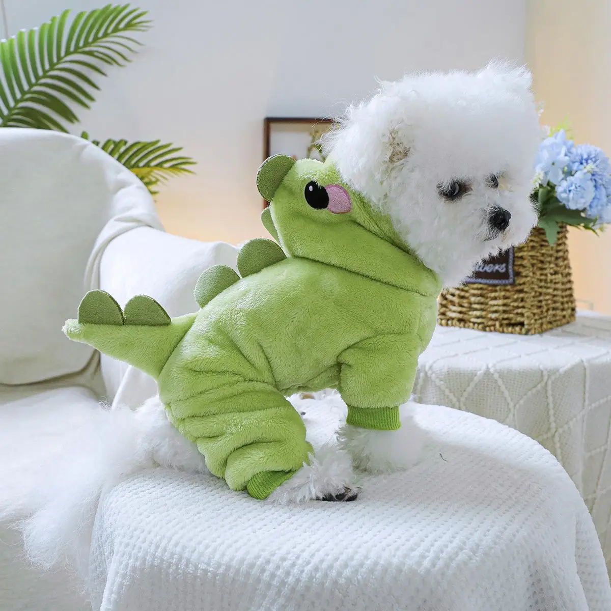 Cute Dinosaur Design Pet Clothes, Soft & Comfortable Pet Clothes for Small Dogs & Cats, Thick Flannel Warm Pet Clothes for Autumn & Winter