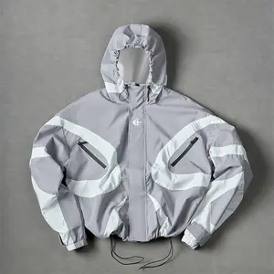 Men's zipper  jacket hooded, fashionable long-sleeved coat for spring and autumn, streetwear outfits , lightweight windproof outdoor jacket, preppy style menswear. Casual Stylish