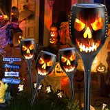 TOODOUR 4-Pack Extra-Large Solar Flickering Flame Torch Lights, Waterproof Outdoor Halloween Decor with Built-In Batteries, Auto On/Off, Easy Installation for Garden Yard Backyard Solar Landscape Lights,home decor