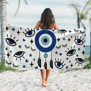 This Bohemian Evil Eye Beach Towel Is Both Fashionable And, Perfect for Sunny Beaches. It Is a Large, Quick-Drying Polyester Towel That Offers from Sand And Sun, Lightweight And Comfortable