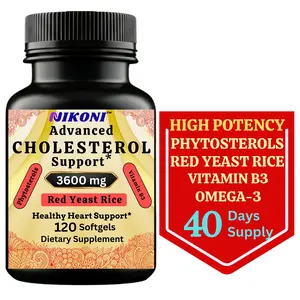 Nikoni Advanced Cholesterol Support 3600 mg Plant Sterols with 14-in-1 Supplement -120 softgels Healthcare Dietary Edible Fitness Natural