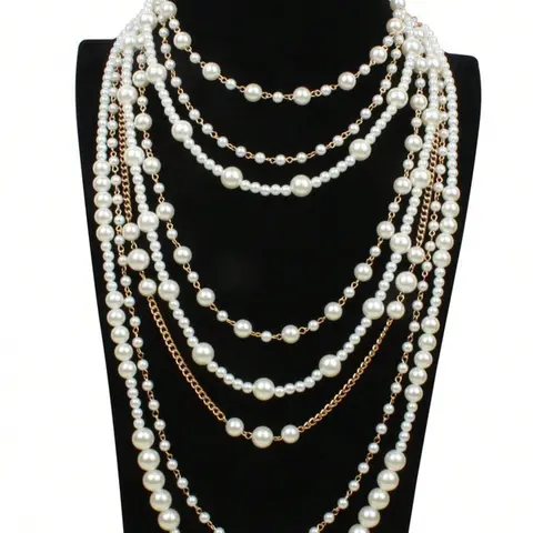 Faux Pearl Decorated Necklace & Earrings Set, Fashion Jewelry for Party, Daily Clothing Decor, Trendy All-match & Exquisite Jewelry for Birthday Gift