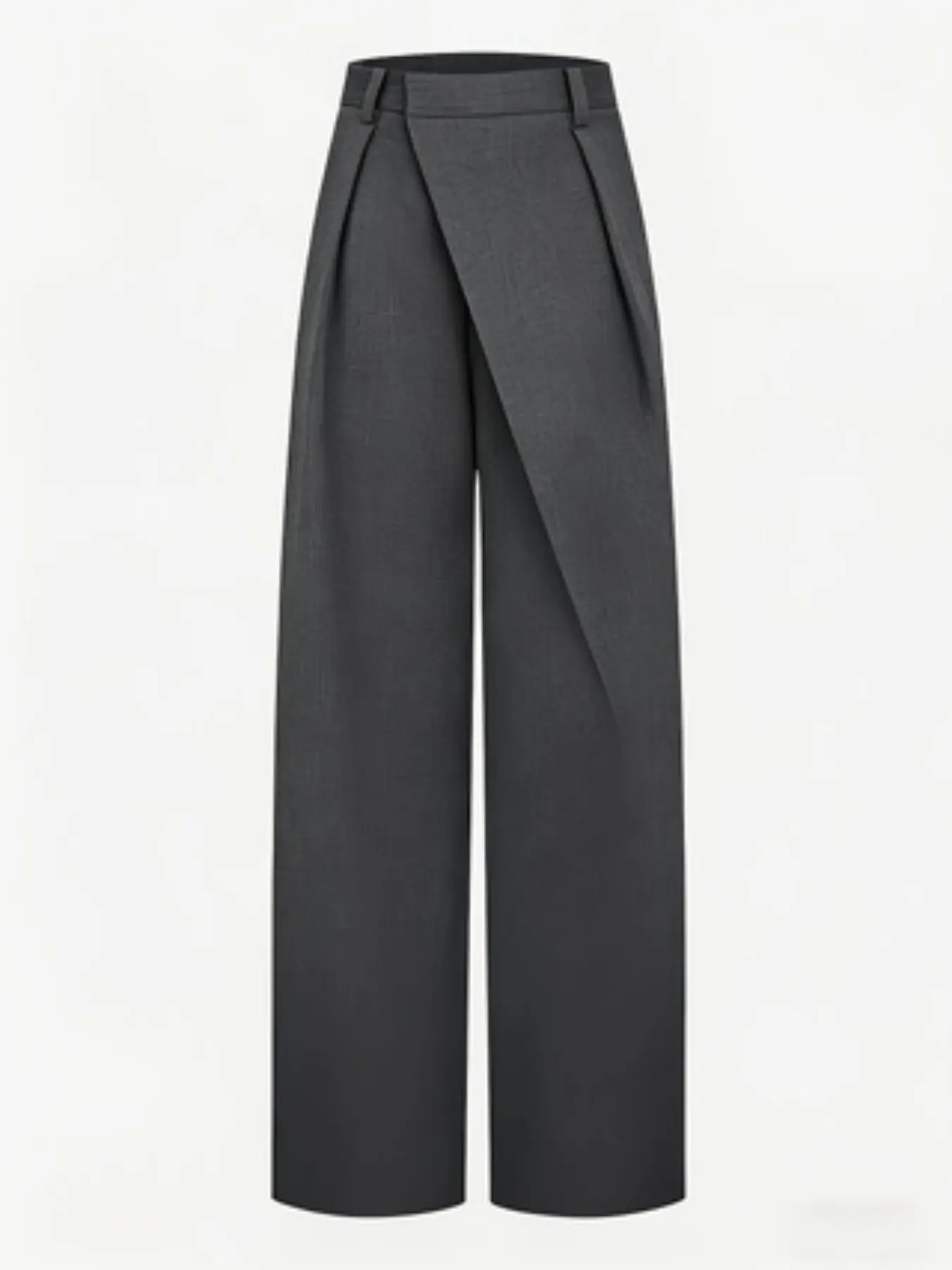 Women's Asymmetric Pleated Wide Leg Pants, Irregular Long Pants for Commute or Daily Wear, Comfortable Fabric