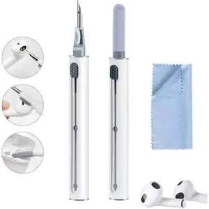 Airpod Cleaner Kit，Earbud Cleaning Kit for Airpods Pro 1 2 3， Multi-Function Cleaning Pen with Soft Brush Flocking Sponge，Suitable for Bluetooth Headset, Charging Box, Mobile Phone, Earbud (1Pcs)