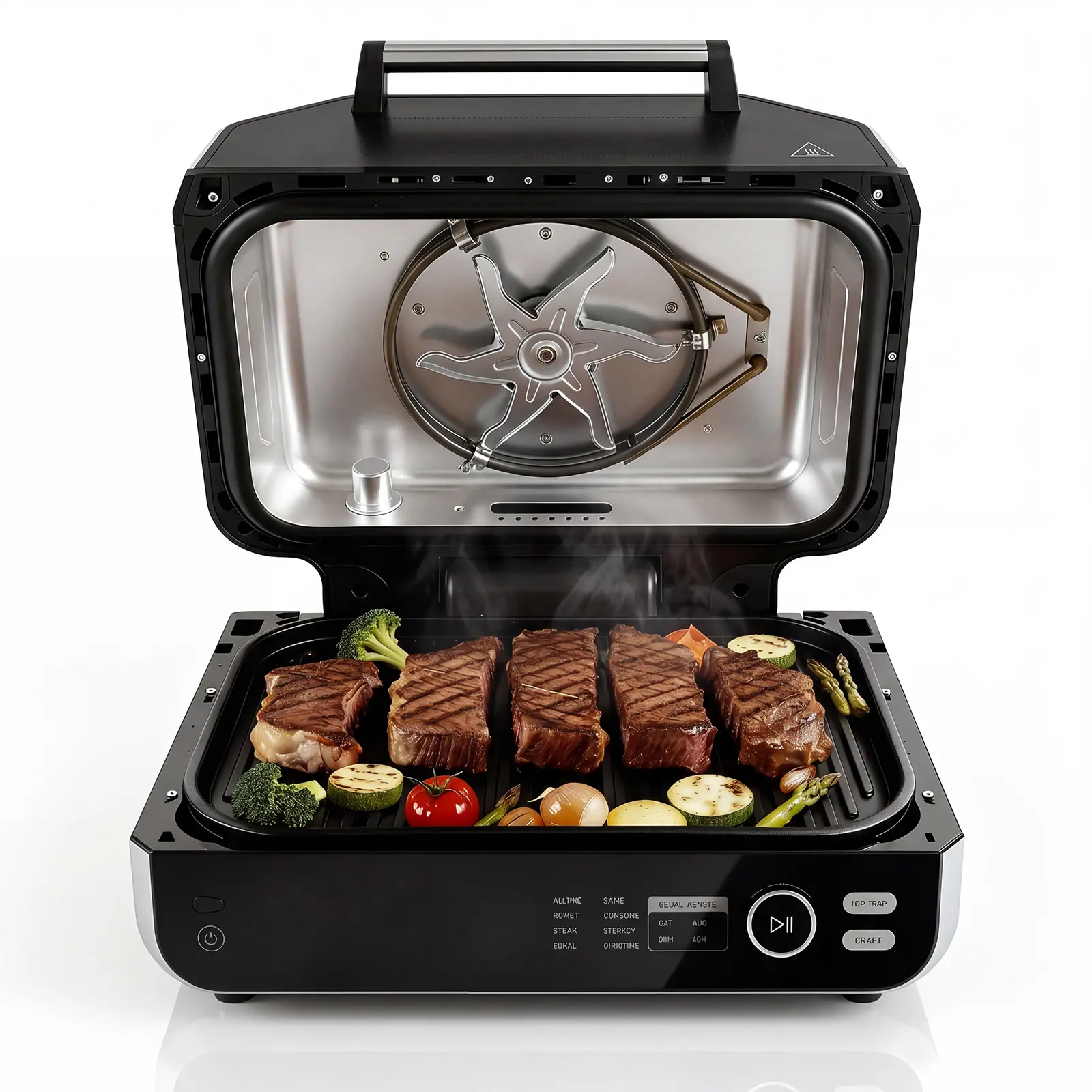 8-in-1 Air Fryer Grill Combo, Electric Countertop Oven with 4 Cooking Modes, Visible Window, Fry Basket & Grill Pan for Steak, Chicken, Vegetables 8-in-1 Air Fryer Grill Combo, Electric Countertop Oven with 4 Cooking Modes, Visible Window, Fry Basket & Grill Pan for Steak, Chicken, Vegetables