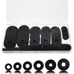 120 count Black Rubber Washers Kit, 10/12/16/20/25/30mm Flat Round Washers for , Vibration Absorbing Sealing Gasks Assortment for /Screws, Plumbing, Fauc, Shower (6 Sizes)
