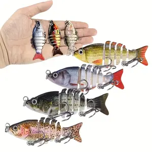 All-Water Slow Sink Lure, 4 Pcs Multi-Joint Strong Action, Targeting Bass Grouper Freshwater Saltwater, Fishing Gear Set, Topwater Lure