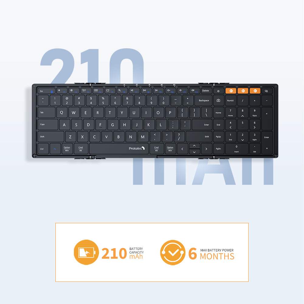 ProtoArc Foldable Bluetooth Keyboard, XK01 Tri-Fold Wireless Portable Folding Keyboard with Number Pad for Business and Travel, Full-Size Travel Keyboards for Windows iOS Android Tablet Smartphone Laptop PC ProtoArc Foldable Bluetooth Keyboard, XK01 Tri-Fold Wireless Portable Folding Keyboard with Number Pad for Business and Travel, Full-Size Travel Keyboards for Windows iOS Android Tablet Smartphone Laptop PC