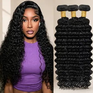 Human Hair Bundles, Brazilian Virgin Hair, Deep Curly,Body wave,Straight, Natural Black, Wet And Wavy Bundles, Style Keep Texture Silky Soft, Hair Extension