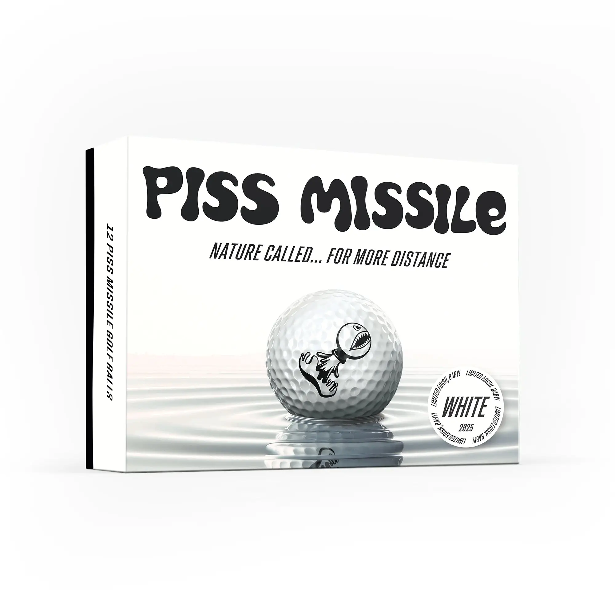 LIMITED EDITION WHITE PISS MISSILE GOLF BALLS 12PK