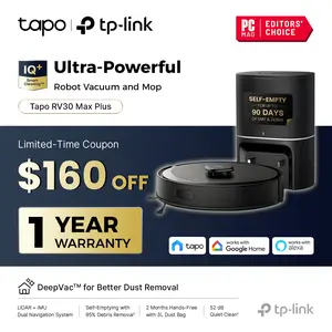 [Summervibes] Tapo RV30 MAX Plus: LiDAR Robot Vacuum & Mop with Auto-Empty Dock, 5300Pa,Smart Mapping, Voice Control, 97%+ Dust Pickup, 3L Dust Bag, 2 Months Hands-Free Cleaning