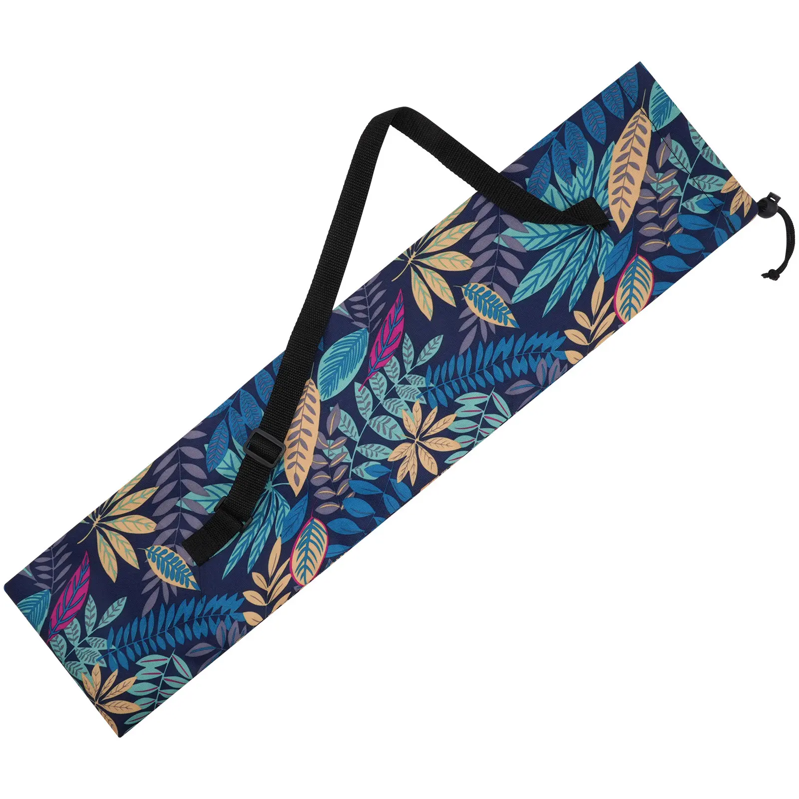 Hiking Trekking Pole Storage Bag, Waterproof Oxford Floral Leaf Drawstring Carry Case with Adjustable Shoulder Strap, Lightweight Portable Outdoor Gear Organizer for Backpackers Camping Hiking Travel Beach