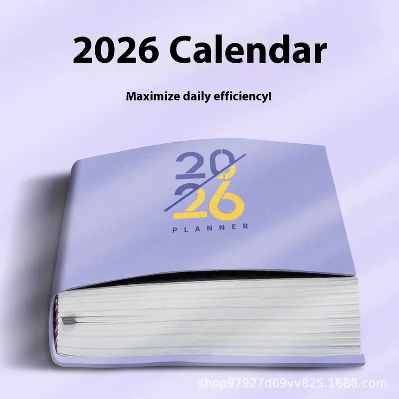 MUNBYN   2026 New A5 Gold Foil Planner Notebook, Soft Faux Leather Cover, Portable Notebook, Daily Page Layout, Office & Personal Use, Elegant Design Gift Idea