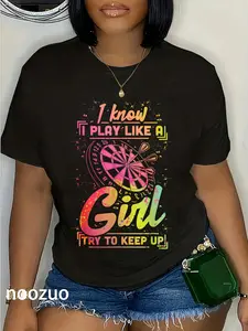 100% Cotton Darts Women Gift Arrows Field Team Play Like a Girl Darts T-Shirt