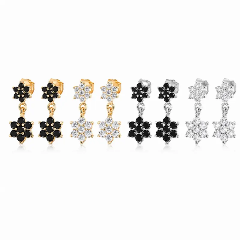 Snowflake Crystal Drop Earrings Premium Cubic Zirconia Silver Plated Elegant Design Lightweight Comfortable Hypoallergenic Sparkling Everyday Wear Gift
