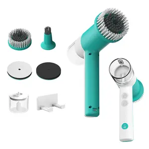 Dual-Rotation Electric Scrubber - IPX5 Waterproof Multi-Surface Cleaning Brush for Bathroom, Kitchen, Tile, Glass & More - Includes 4 Brush Heads(Nylon/Sponge/Crevice/Flat)