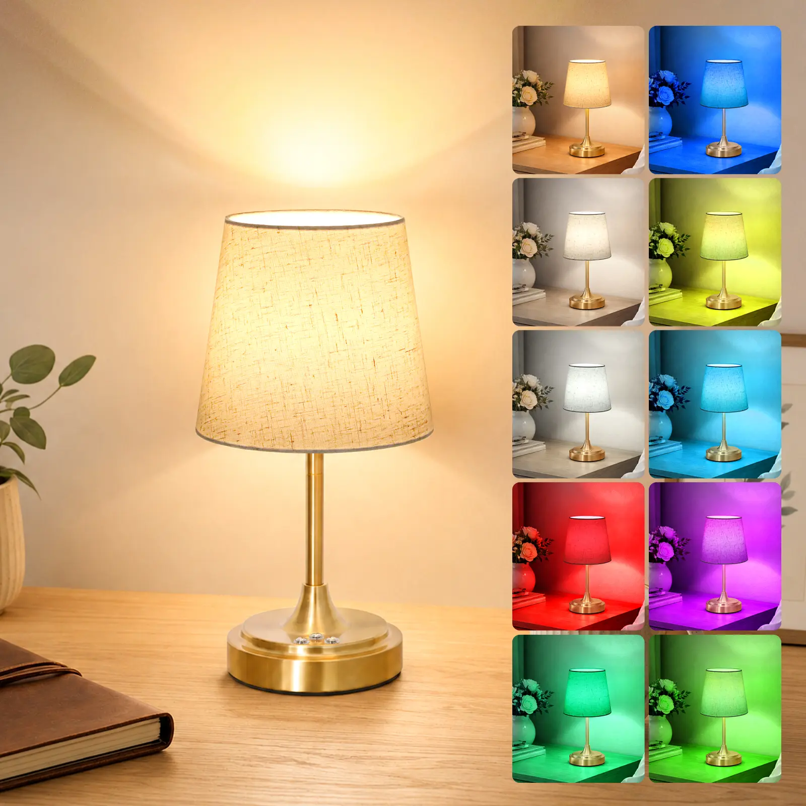 Cordless Table Lamp | Rechargeable 5000mAh | 3 Color Modes + 7 RGB Lights | Touch Dimmable Ambient Lamp