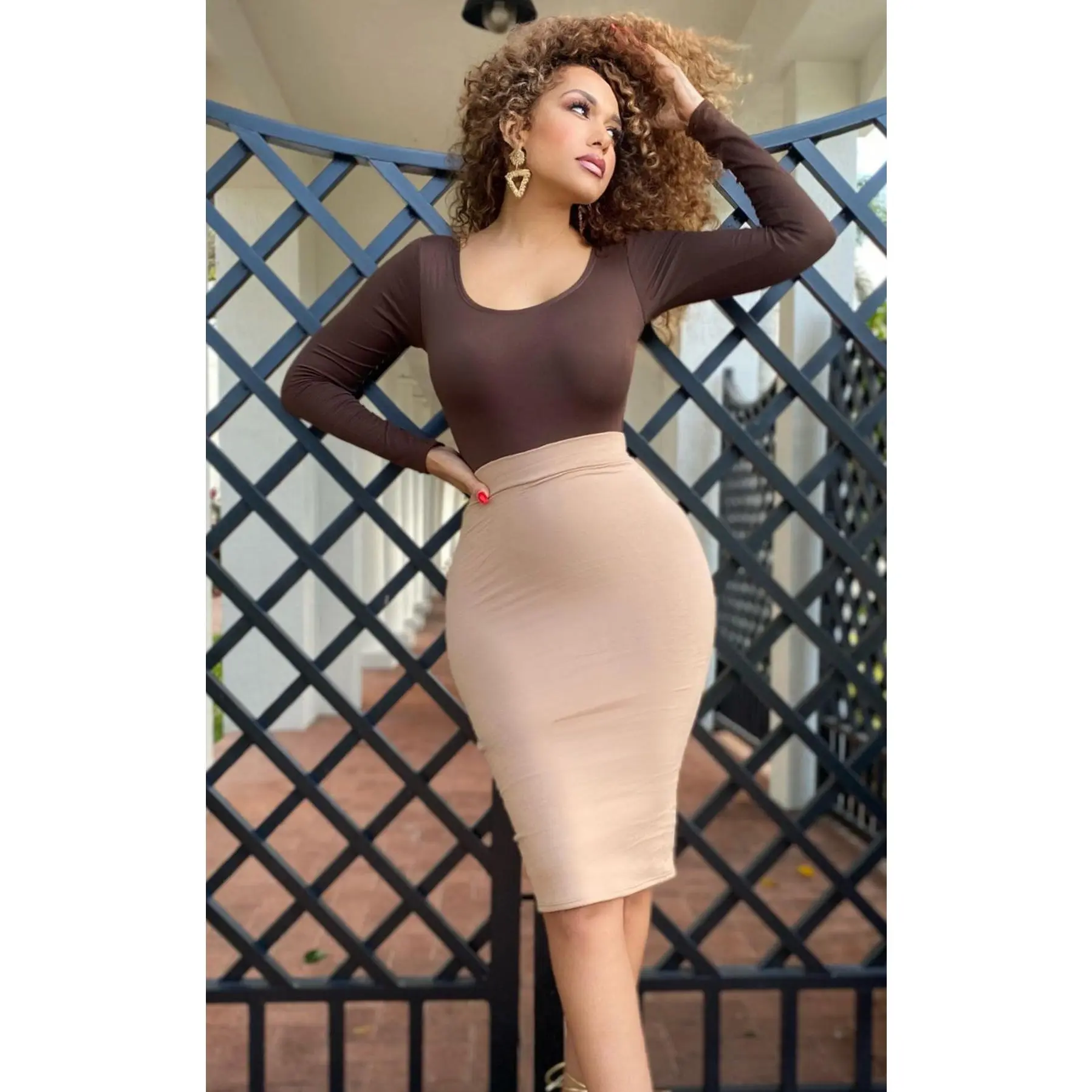 Tones Midi Skirt Mocha