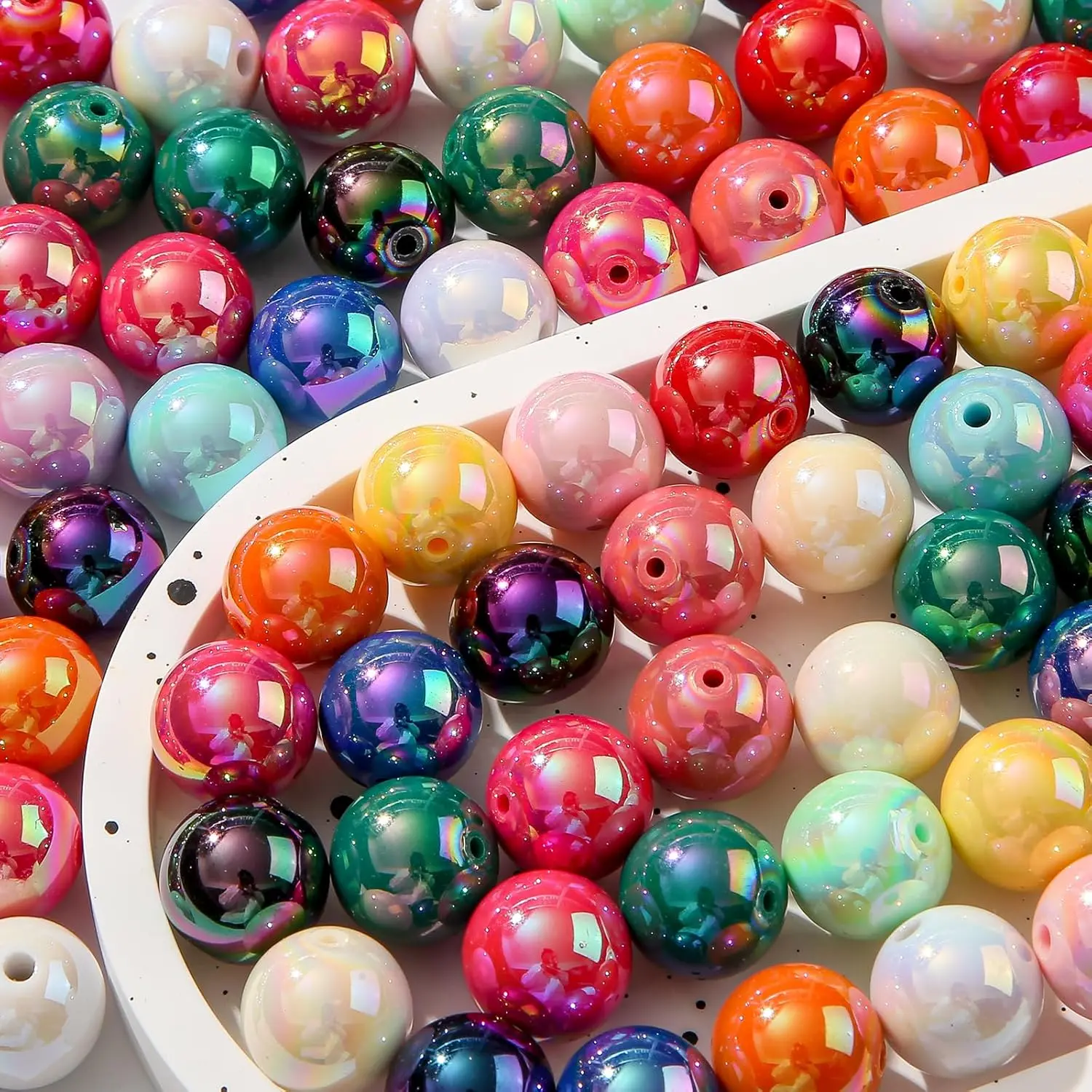 Multicolor 16mm Beads for DIY Crafting - Pen Beads, Bubblegum Beads for Hairbands, Bracelets, Necklaces