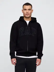 Relaxed Gap Logo Zip Hoodie Color True Black