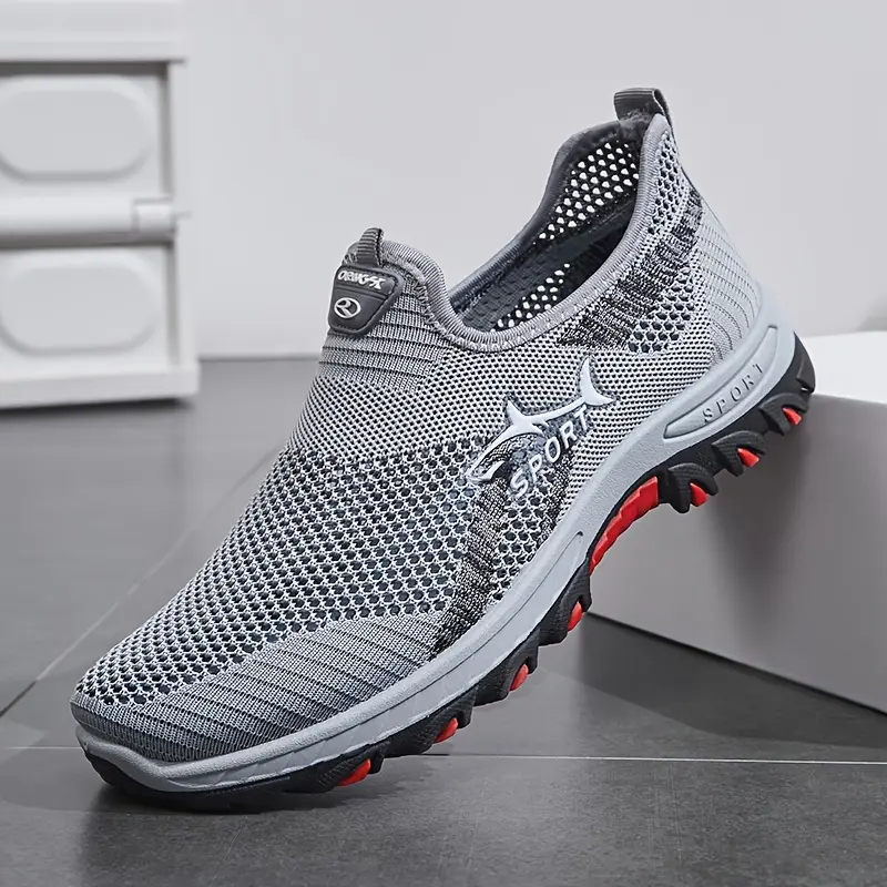 Men's Lightweight Slip-On Trek Sneakers, Breathable Fabric with Cushioned Support and Non-Slip EVA Sole for Hiking & Daily Wear, Trek Shoe, Outdoor Running Sneakers, Low-Top Casual Shoes, Fashionable Running Shoes, Round