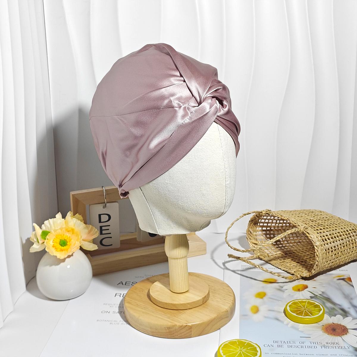 Shower cap - 19 Momme 100% Mulberry Silk - Women's silk bonnet for Hair Care, Highest Silk Hair wrap for Sleeping with Premium Elastic, heatless curls  Shower