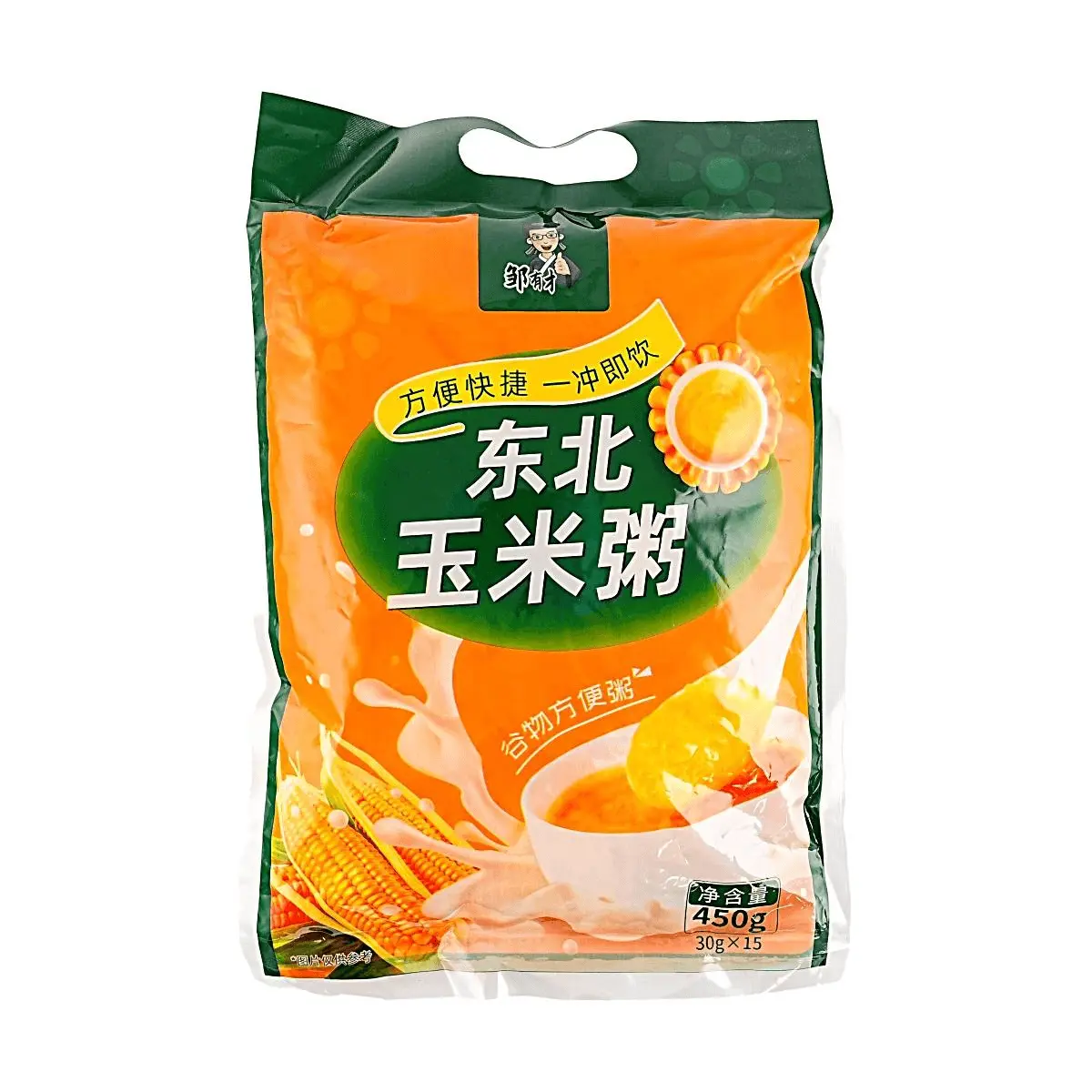ZYC Instant Corn Oatmeal Porridge Mix - 30 Packets (450g) - Pure Corn Paste, Whole Grain Breakfast Cereal, Quick & Easy Meal Replacement, Just Add Water