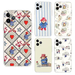 P-PaddingtonS Bear Cute Phone Cases For iPhone 17 16 15 14 13 12 11 Promax Pro Air Plus Transparent Soft Shockproof Protective Cover Protection