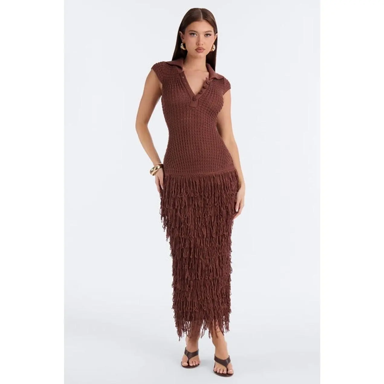 Catalina Crochet Maxi Dress - Chocolate 5