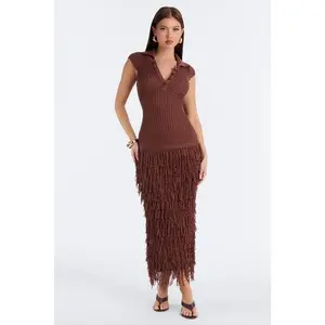 Catalina Crochet Maxi Dress - Chocolate 5