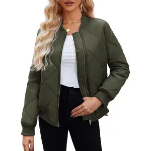 WEACZZY Womens Fall Lightweight Quilted Jackets Long Sleeve Zip Up Bomber Jacket Warm Winter Coat with Pockets Outerwear 2025