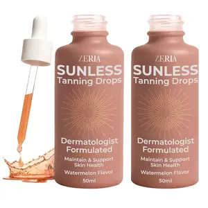 ZERIA Tanning Drops Drinkable Tanning Lotion 60ml, Sunless tanner drops All Skin Types self tan, Natural Melanin Booster Bronzing Tanning Drops, Sun-kissed Gradual Tanning Lotion Moisturizing Bronzer Face & Body Skincare