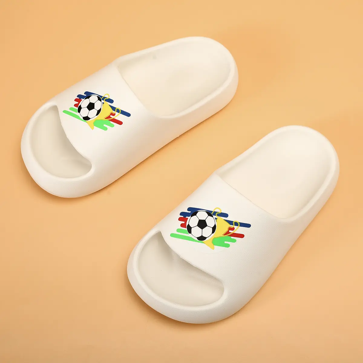 Boys' Home & Outdoor Fashion Football Casual Sports Sandals Non-Slip Odor-Resistant EVA Lightweight Slide Sandals for Kids Ethylene Vinyl Acetate Material