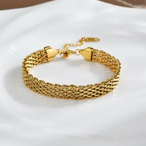 Waterproof Chunky Chain Bracelet for Women&14K Gold Plated Trendy Adjustable Chain Bracelet&Lightweight Stainless Steel Jewelry well