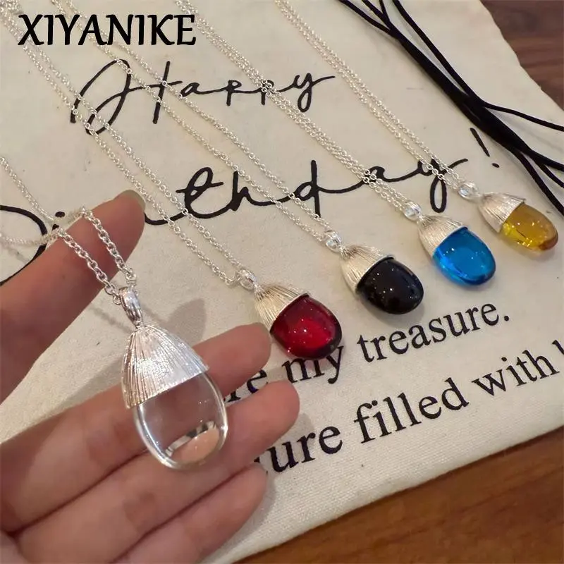 Clear Crystal Glass Pinecone Long Sweater Chain Necklaces For Women Fashion New Jewelry Gift Party collares para mujer