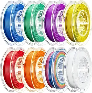 AOSEED 3D Printer Filament Bundle, 1.75mm (± 0.03 mm) PLA Filament Set for Most of 3D Printer,Purple/Green/Blue/Yellow, 200g/0.44lbs x 8 Spools Pack