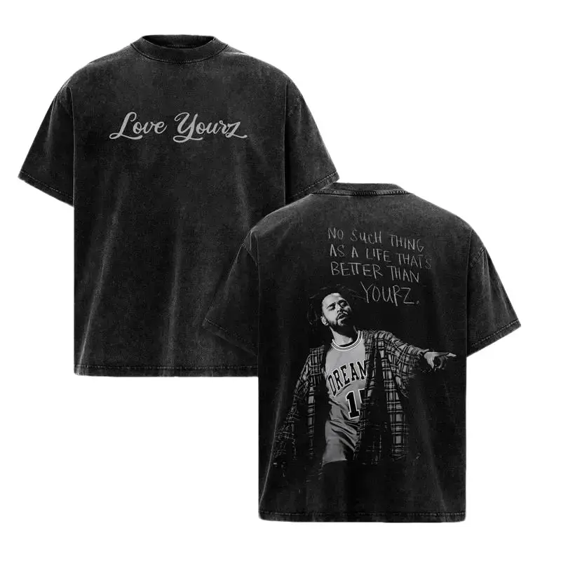 Vintage Washed J Cole Love Yourz Graphic Tee Heavyweight Retro Oversized T-Shirt Hip Hop Rap Dreamville Merch Streetwear 2014 Forest Hills Drive Music Fan Gift